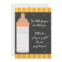 Neutral Orange Baby Bottle Baby Shower Invitations