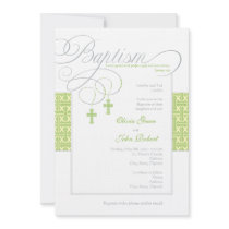 Neutral Twins Baptism Invitation