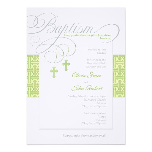 Neutral Twins Baptism Invitation