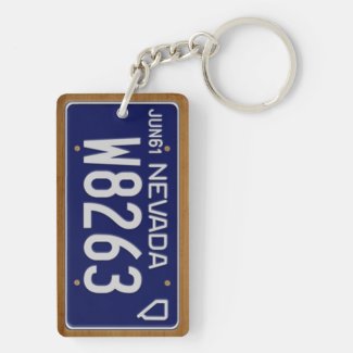 Nevada 1961 Vintage License Plate Keychain Rectangular Acrylic Keychain