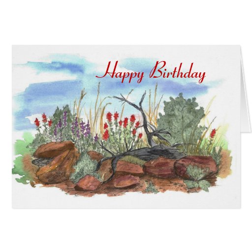 Nevada Desert Indian Paintbrush Birthday Card | Zazzle