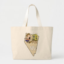 Nevada NV State Map & Gambler Jackpot Cartoon Canvas Bags