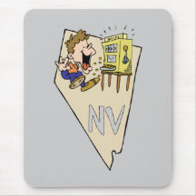 Nevada NV State Map & Gambler Jackpot Cartoon Mousepads