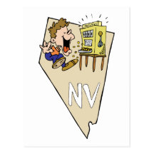 Nevada NV State Map & Gambler Jackpot Cartoon Post Cards