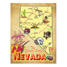 Nevada State Map Postcard