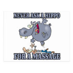 never ask a hippo for a massage postcard