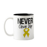 Never Give Up (Childhood Cancer) mugs