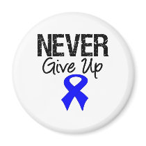 Never Give Up (Colon Cancer) magnets by cancerapparel Never Give Up (Colon Cancer) magnets