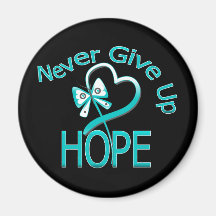 Never Give Up Hope Cervical Cancer Fridge Magnets