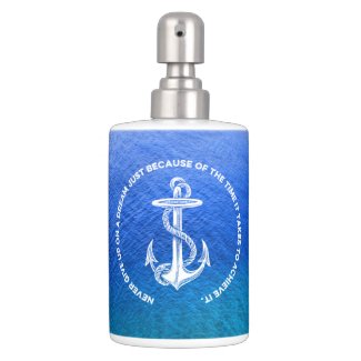 Never Give Up On Dream Blue Ocean Vintage Anchor Toothbrush Holder