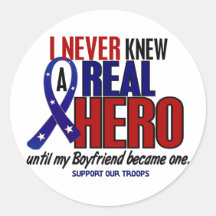 Never Knew A Hero 2 Boyfriend (Support Our Troops) Stickers