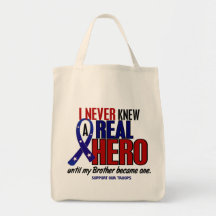 Never Knew A Hero 2 Brother (Support Our Troops) Canvas Bags