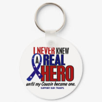Never Knew A Hero 2 Cousin (Support Our Troops) keychains by awarenessgifts Never Knew A Hero 2 Cousin (Support Our Troops) keychains