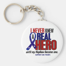 Never Knew A Hero 2 Nephew (Support Our Troops) Keychain