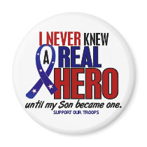 Never Knew A Hero 2 Son (Support Our Troops) Refrigerator Magnets
