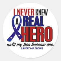 Never Knew A Hero 2 Son (Support Our Troops) Round Sticker