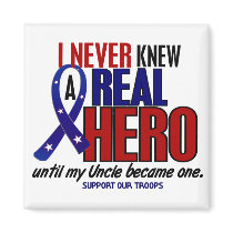 Never Knew A Hero 2 Uncle (Support Our Troops) Fridge Magnets