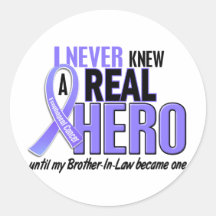 Never Knew A Hero Brother-In-Law Esophageal Cancer Round Stickers