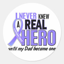 Never Knew A Hero Dad Esophageal Cancer Round Sticker