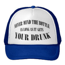 never mind the bottle, quote, poetry, inspire, funny, cool, swimming pool, humor, hipster, cap, way of life, quotation, fun, typography, letters, lettering, pool, alfred de musset, trucker hat, Trucker Hat with custom graphic design