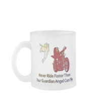 NEVER RIDE FASTER THAN YOUR GUARDIAN ANGEL CAN FLY COFFEE MUGS