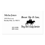 Never Tip A Cow Business Card Templates