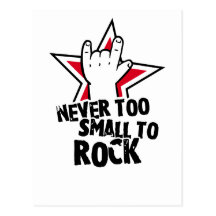 Never too small to rock post card