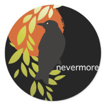 Nevermore - Raven & Moon by Poe Stickers