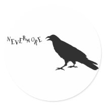 Nevermore Raven Round Stickers