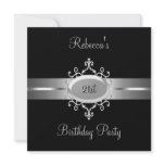 NEW 21st Birthday Party Black Silver Personalized Invites