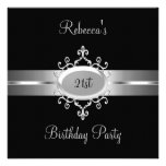 NEW 21st Birthday Party Black Silver Personalized Invites