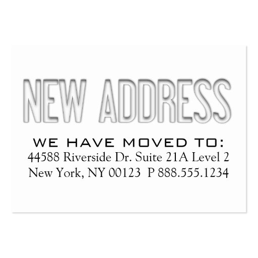 "New Address" Address Change Notification Label Business Card Template (front side)