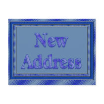 New address blue plaid postcards