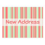 New Address orange green stripes postcards