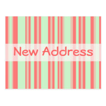 New Address orange green stripes Postcards