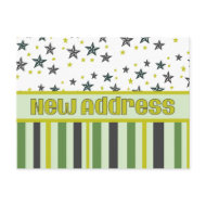 New Address Stripes and Stars postcard
