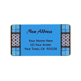 New Address Turquoise Brown Tile Pattern Custom Address Labels