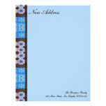 New Address Turquoise Brown Tile Pattern Letterhead Design