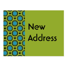 New Address Turquoise Green Post Card