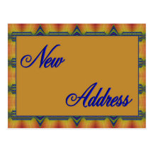 new address yellow and blue post card