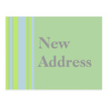 New Address yellow grey blue stripes Postcard