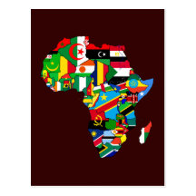 New African Country Flags Flag Map of Africa Postcards