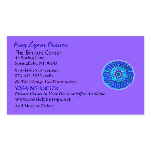 New Age Yoga Profile Card Business Card (front side)