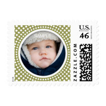New baby announcement neutral photo frame postage