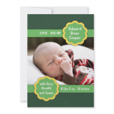 New Baby Announcement Photo Card invitation