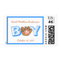 New baby -- baby boy personalized baseball stamp