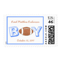 New baby -- baby boy personalized football stamp