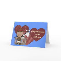 New Baby Boy and Pony Hearts - Western Card