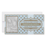 New Baby Boy Birth Announcement Blue Brown Picture Card