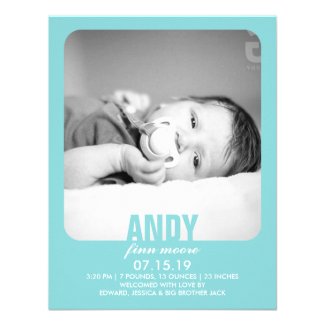 New Baby Boy Photo Flat Announcement